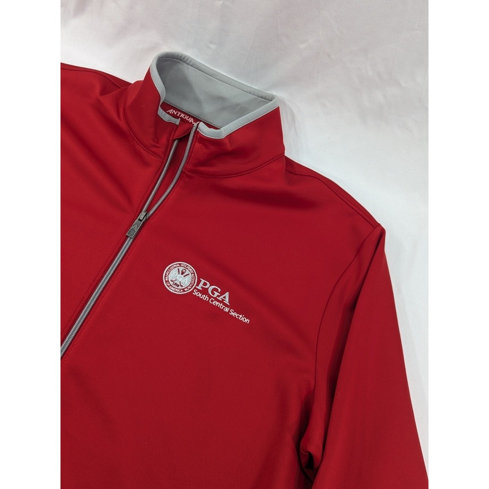Antigua PGA Professional Red Jacket EUC Golf Vest Quarter Zip Las Vegas Pro Am L